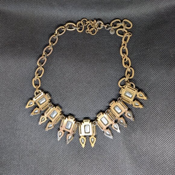 Vintage J Crew Art Deco Necklace Faceted Rhinestones Dangle Teardrop Crystals - Picture 4 of 5